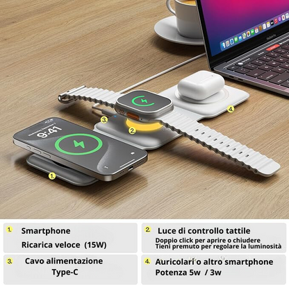 Cosmy Caricatore Wireless 3 in 1